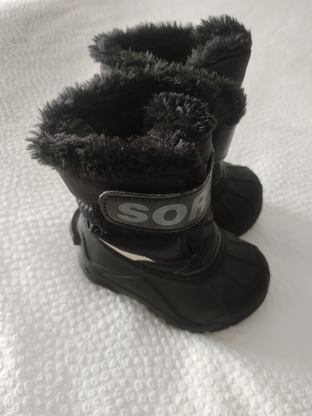 Sorel Kids Snow Commander Waterproof Black Winter Fur-Trim Boots 5 - Picture 1 of 13